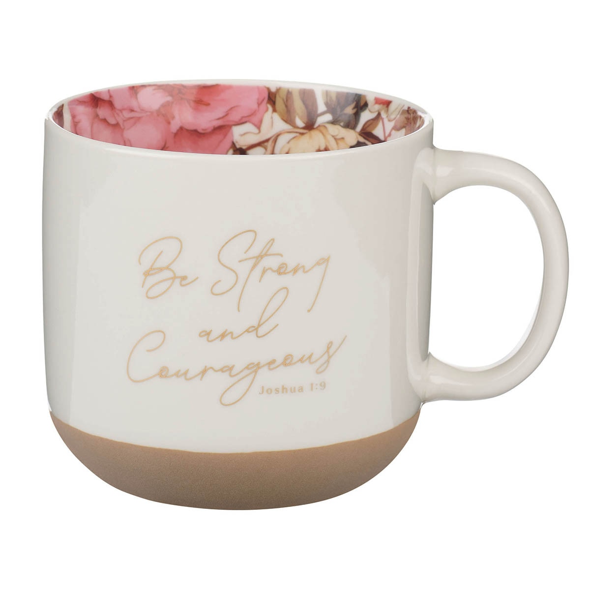 Be Strong and Courageous Pink Dahlia Ceramic Coffee Mug – Joshua 1:9