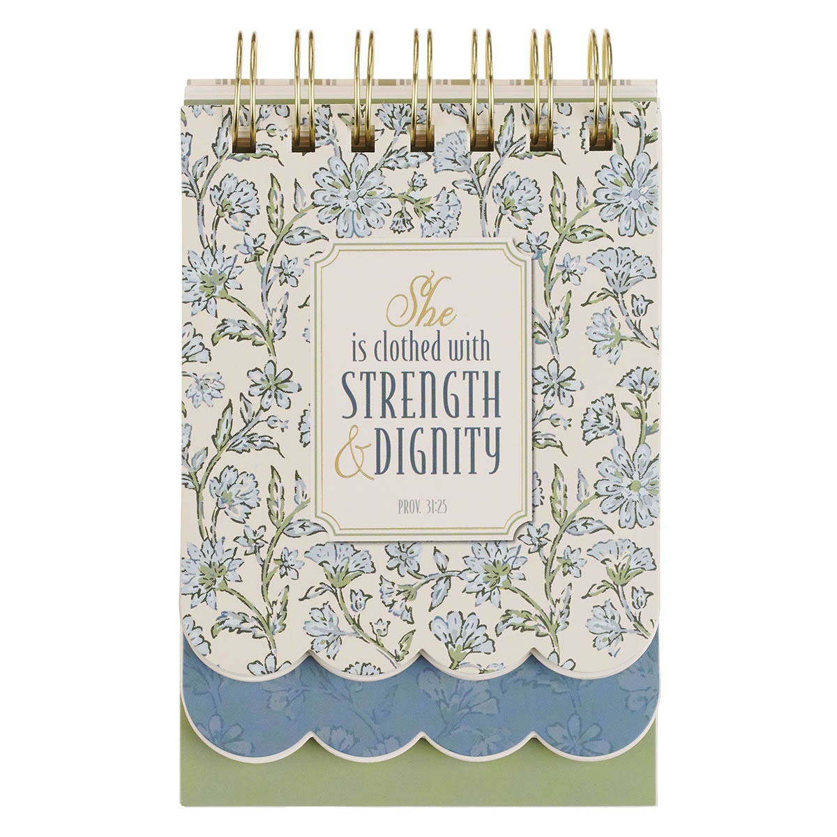 Strength and Dignity Blue Cottage Garden Tiered Spiral Notepad – Proverbs 31:25