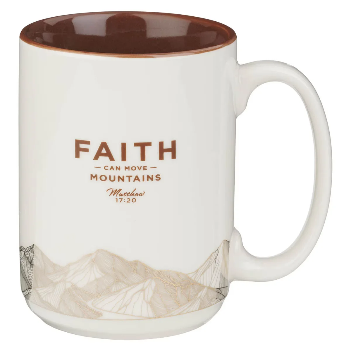 Faith Can Move Mountains White Ceramic Coffee Mug – Matthew 17:20