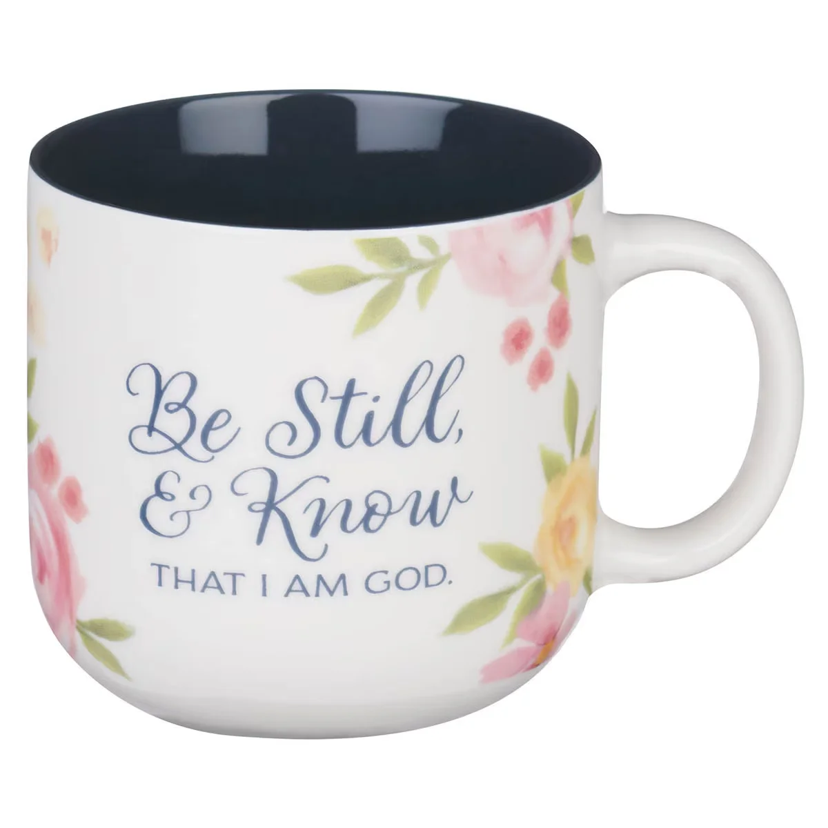 Be Still and Know Painted Peonies Ceramic Coffee Mug – Psalm 46:10