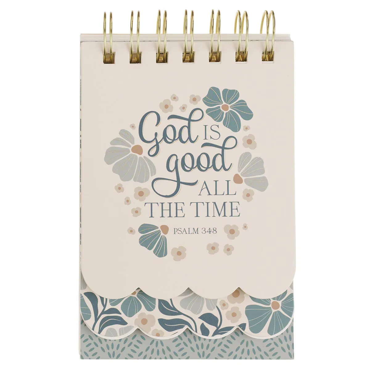 God is Good Blue BloomsTiered Spiral Notepad – Psalm 34:8