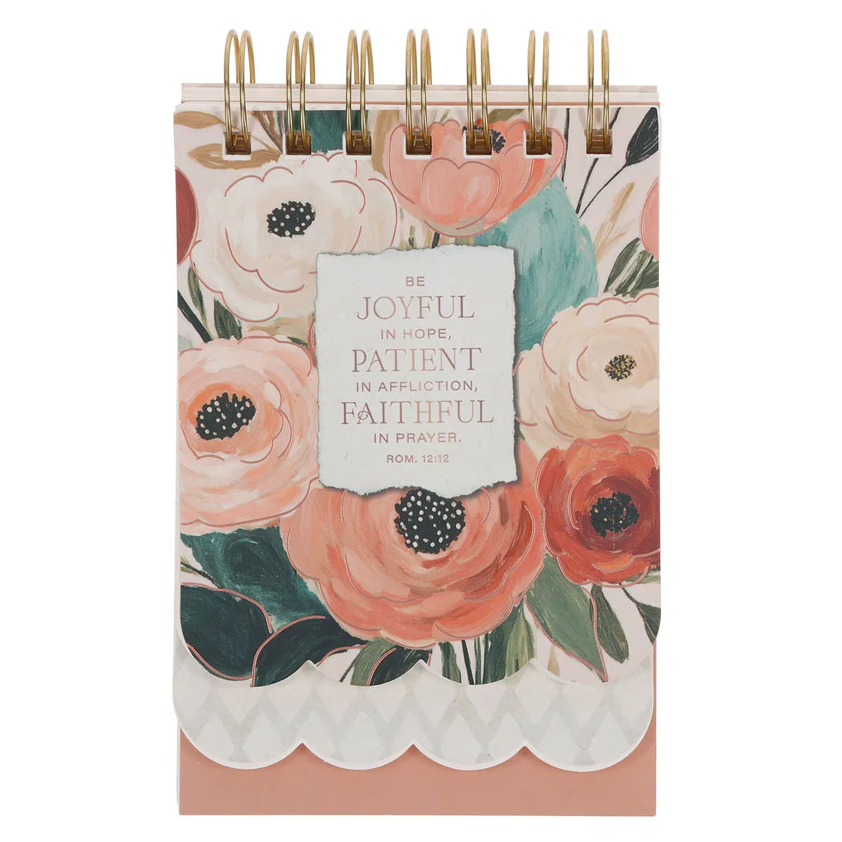 Joyful Patient Faithful Heirloom Floral Tiered Spiral Notepad – Romans 12:12