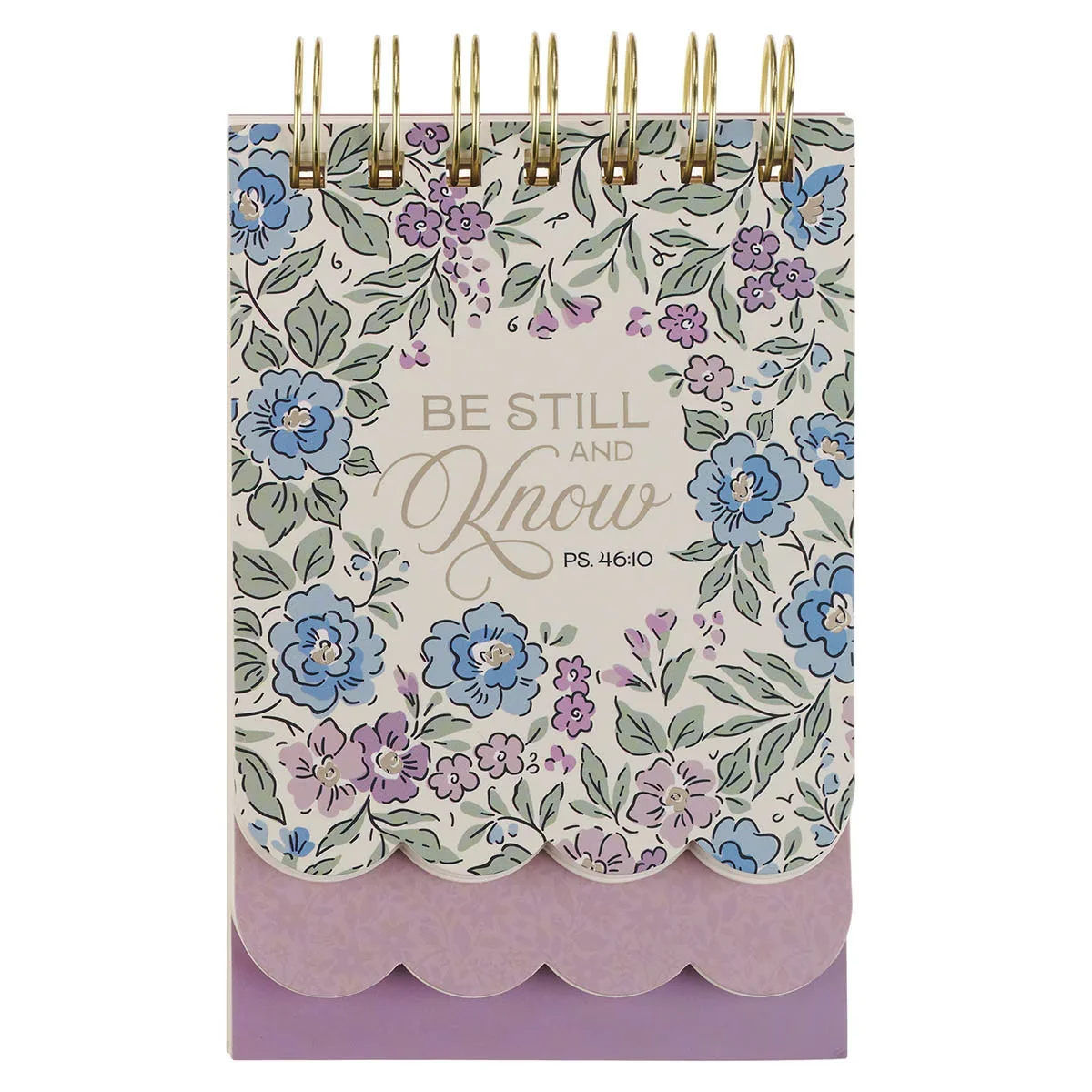 Be Still and Know Purple Floral Tiered Spiral Notepad – Psalm 46:10