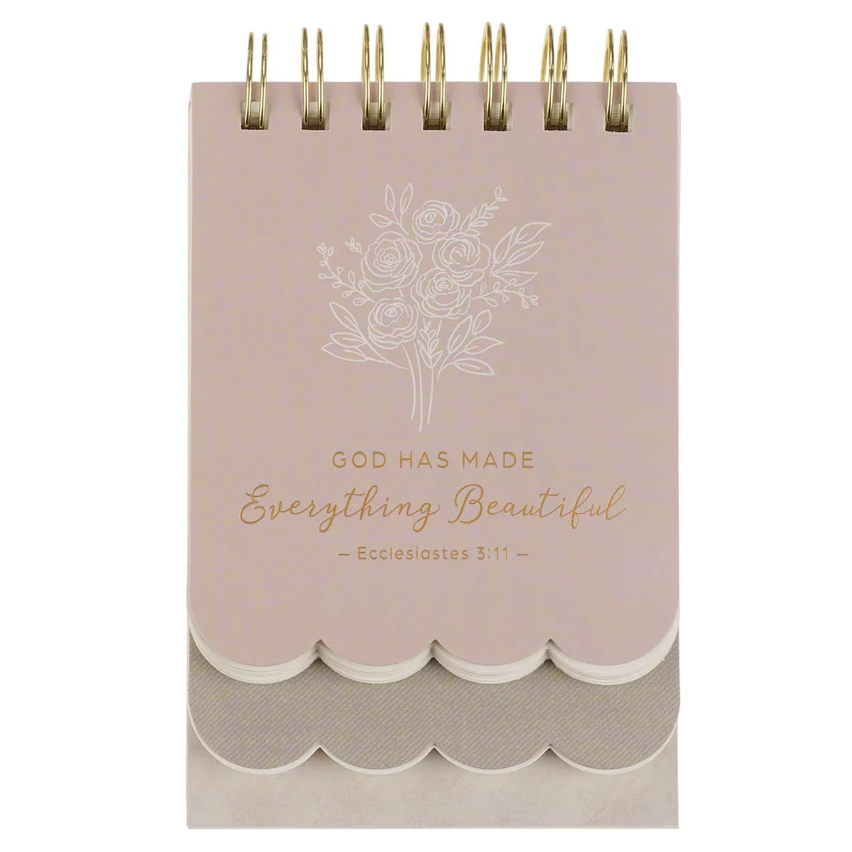 Everything Beautiful Blush Taupe Floral Tiered Spiral Notepad – Ecclesiastes 3:11
