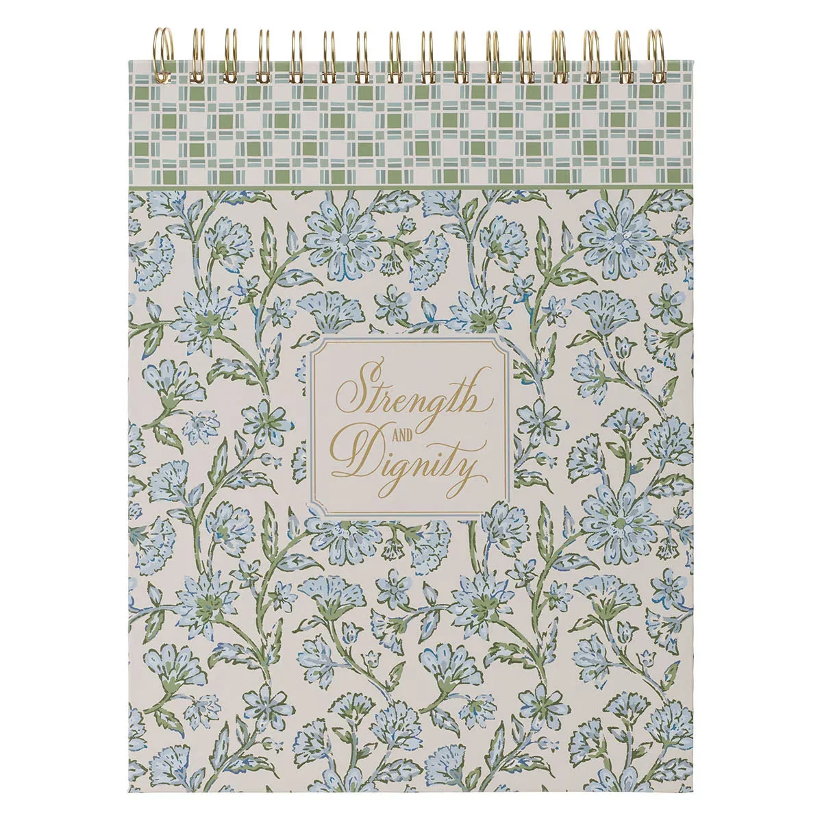 Strength and Dignity Blue Cottage Garden Spiral Notepad – Proverbs 31:25