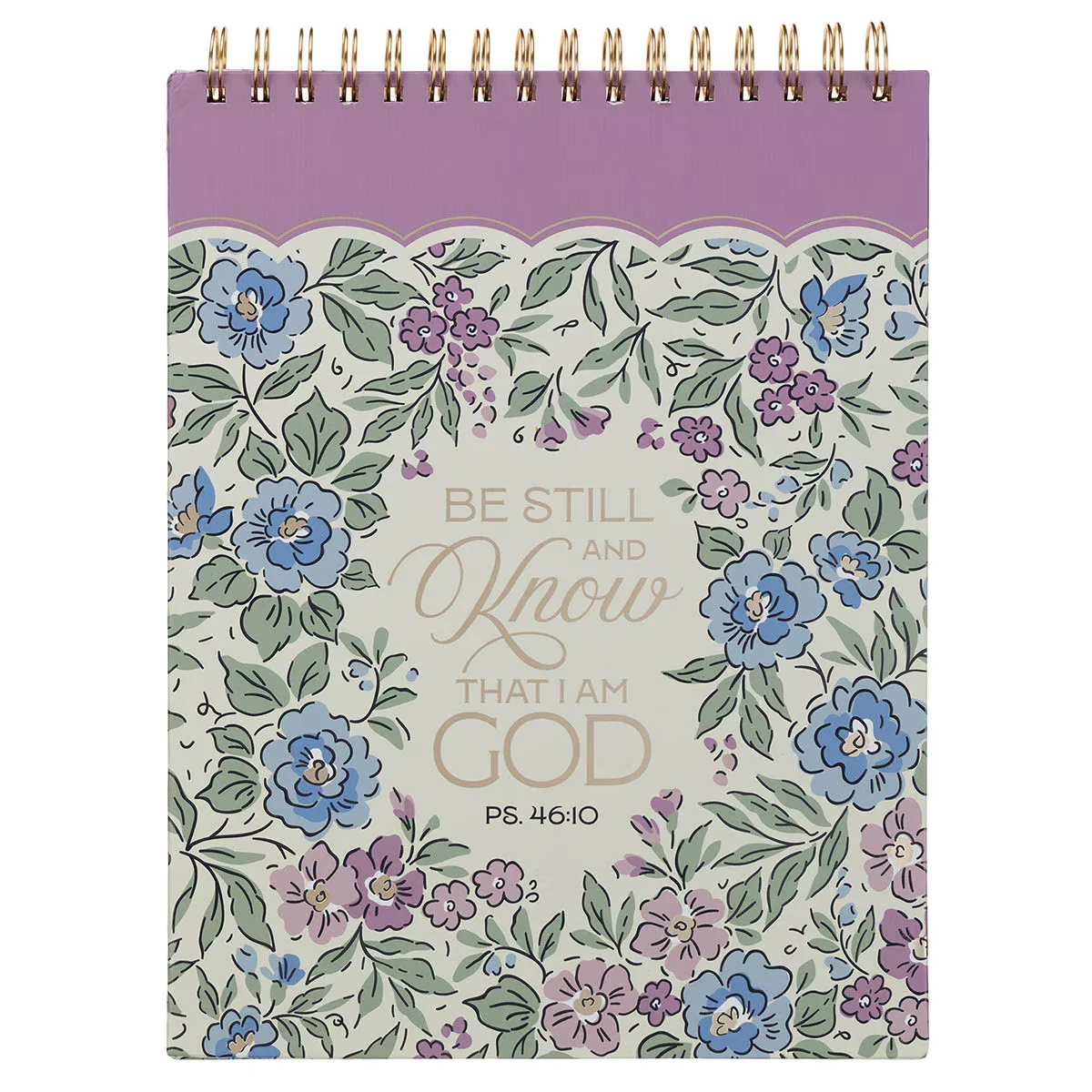 Be Still and Know Purple Floral Spiral Notepad – Psalm 46:10
