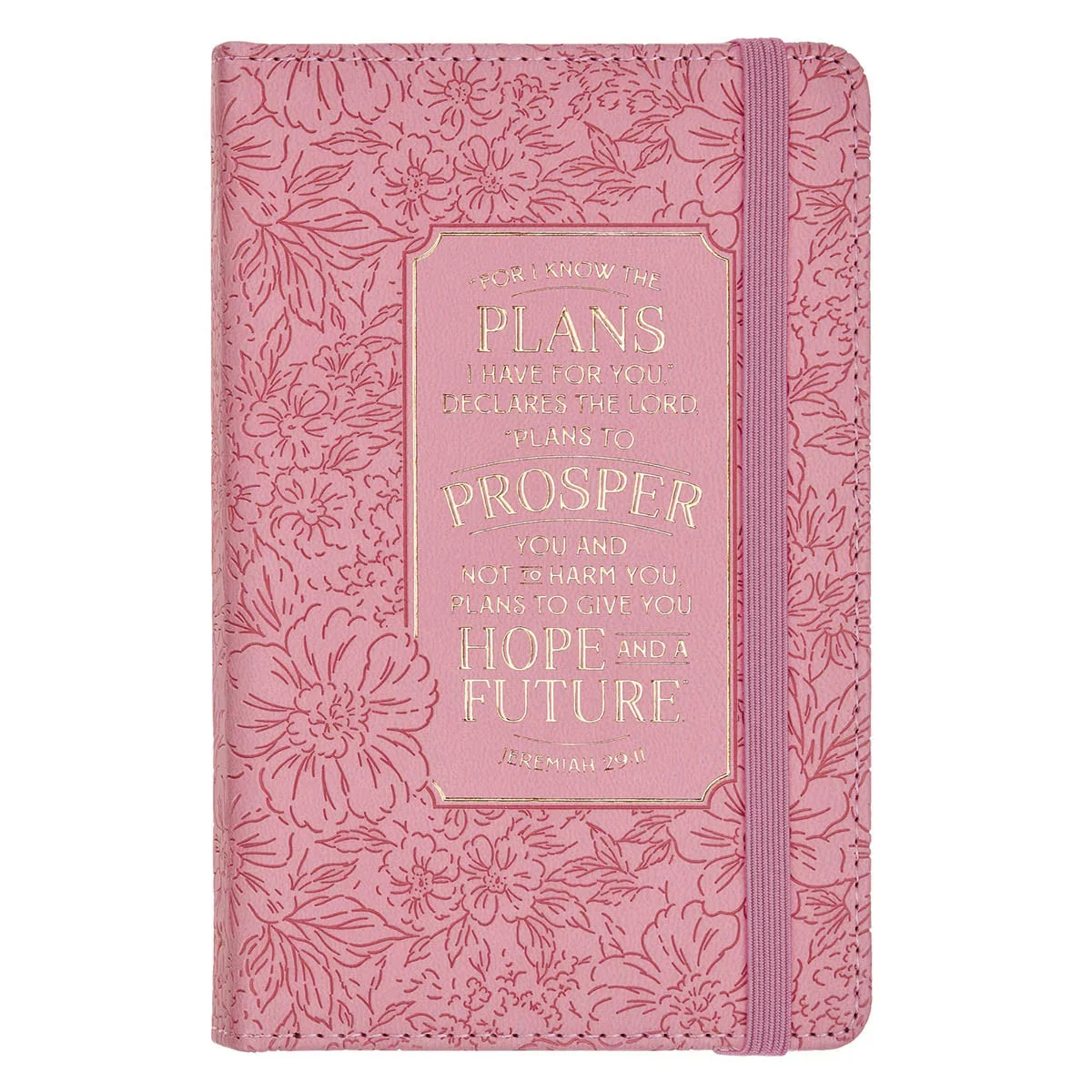 Hope and a Future Pink Bloom Faux Leather Hardcover Notebook with Elastic Closure – Jeremiah 29:11
