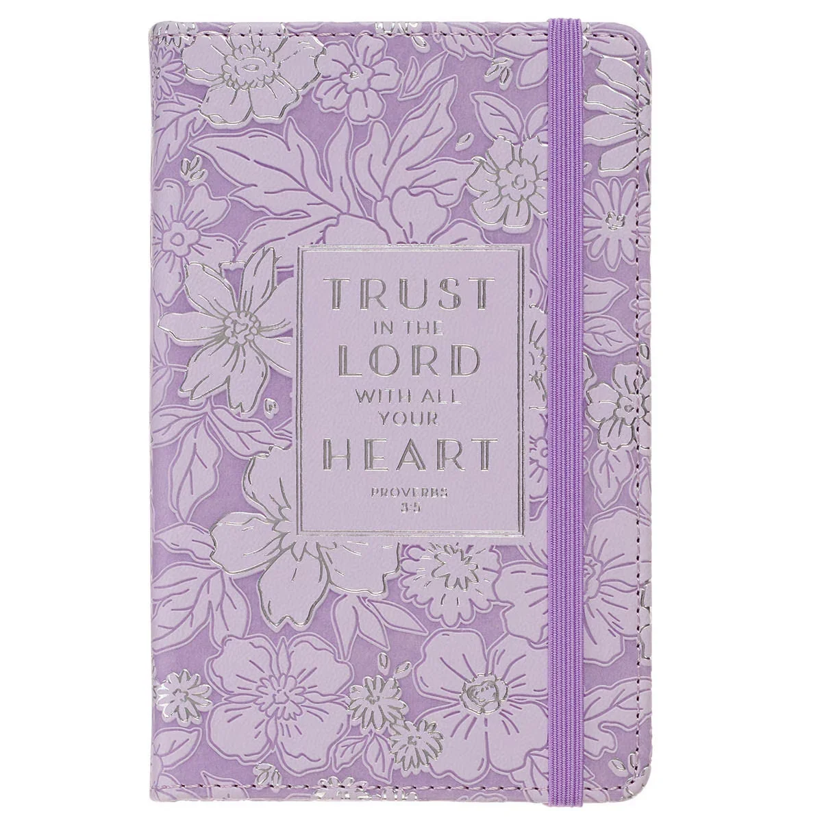 Trust in the Lord Lilac Floral Hardcover Notebook with Elastic Band Closure – Proverbs 3:5