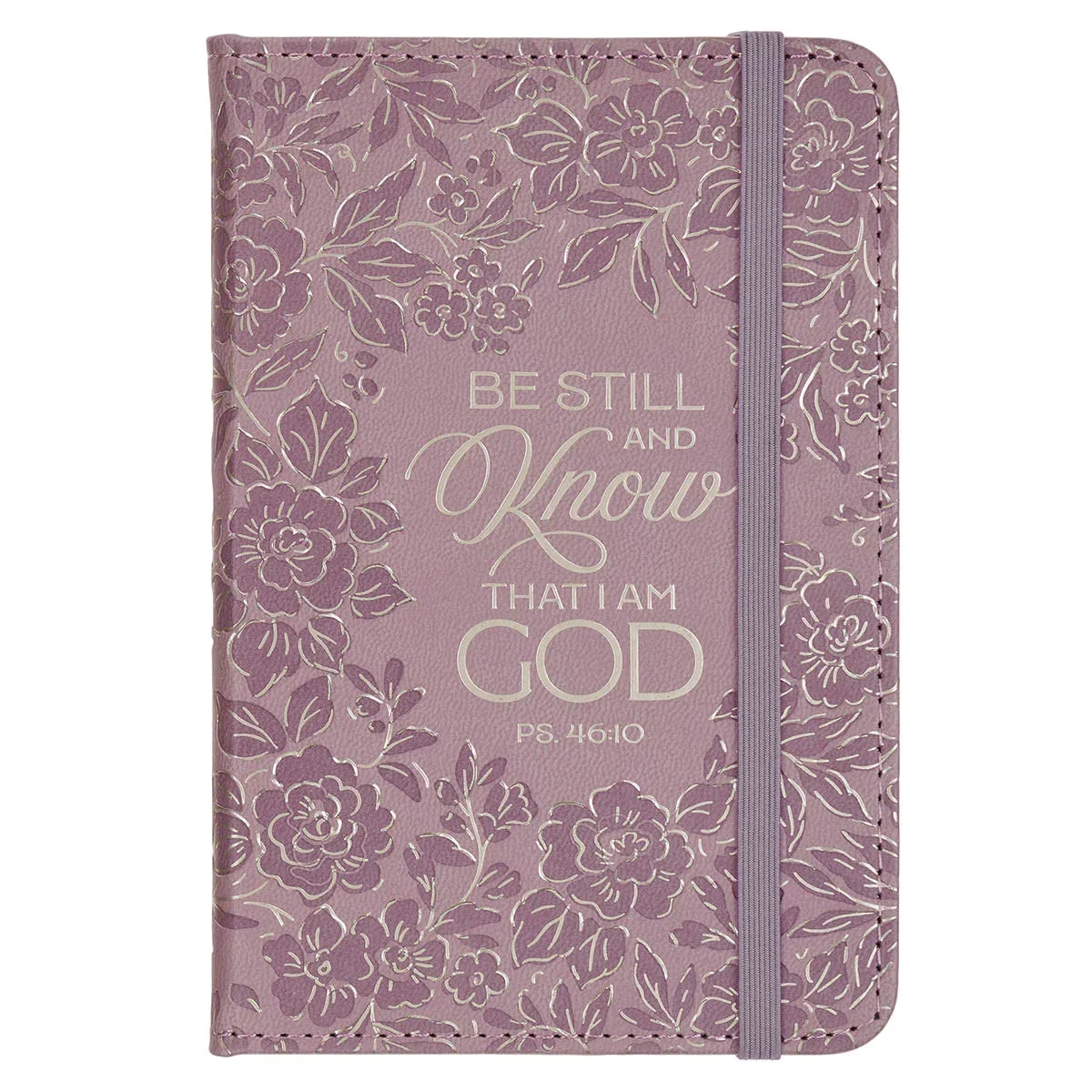 Be Still and Know Mauve Floral Hardcover Notebook with Elastic Closure – Psalm 46:10