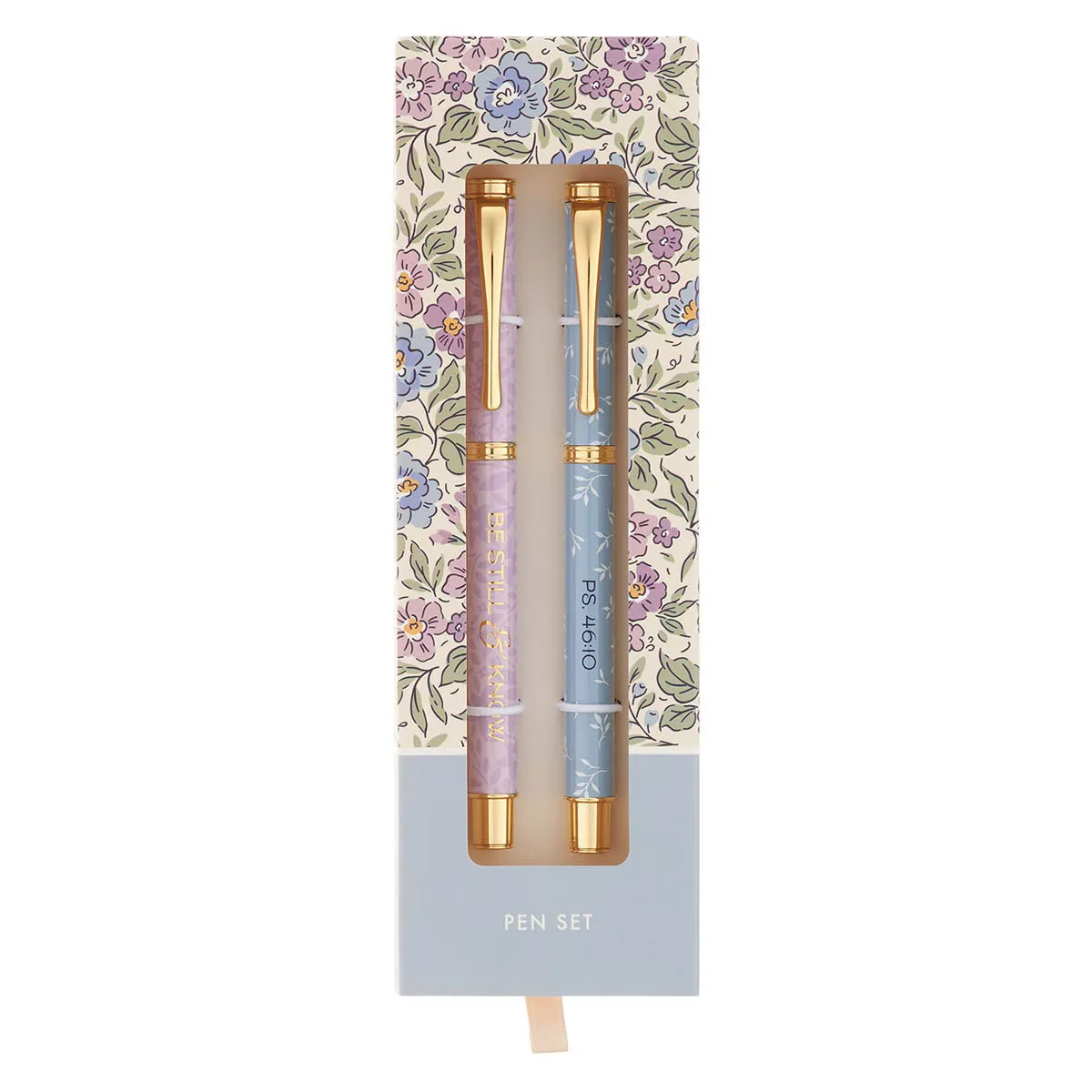 Be Still and Know Blue and Pink Floral Pen Gift Set – Psalm 46:10