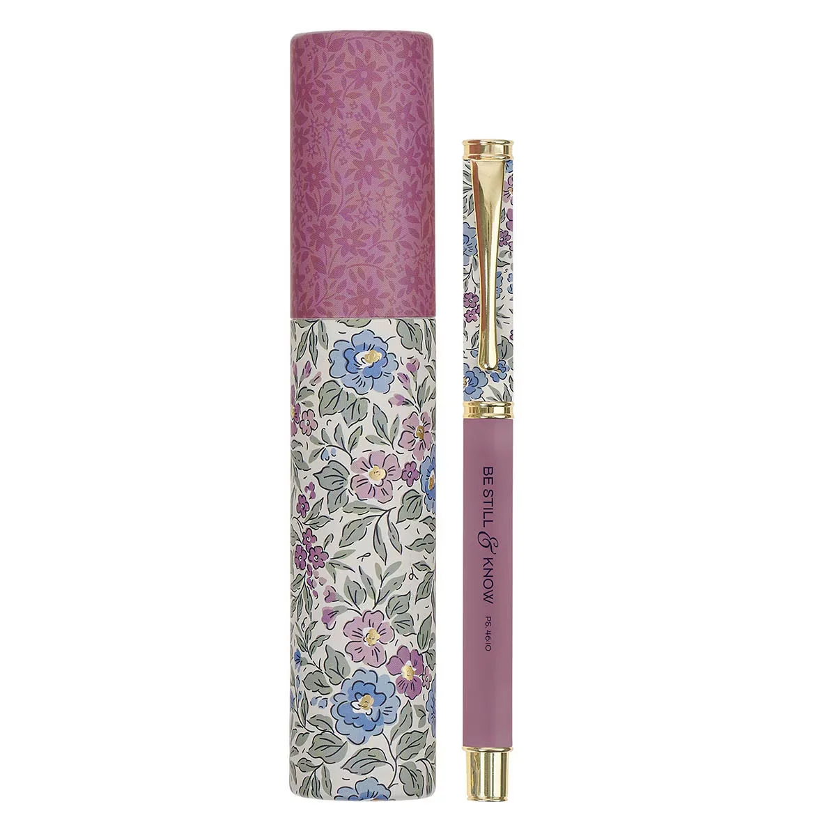 Be Still and Know Purple Floral Pen and Case Gift Set – Psalm 46:10