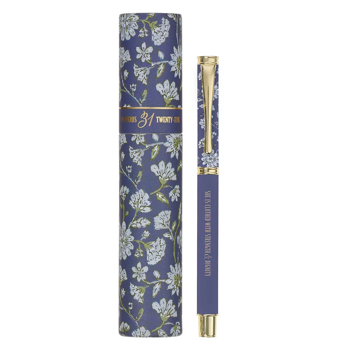 Strength and Dignity Blue Cottage Garden Pen and Case Gift Set – Proverbs 31:25